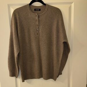 NAADAM Recycled Cashmere Ribbed Henley Sweater